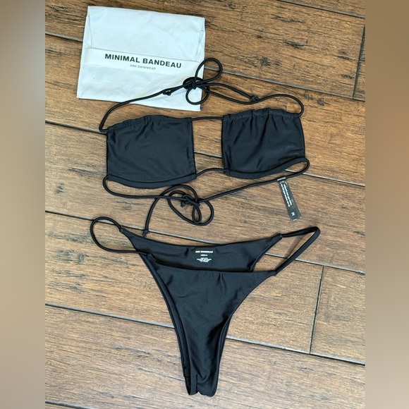 ARK Swimwear Black Bandeau Bikini Set top/bottom size Medium - Picture 1 of 9